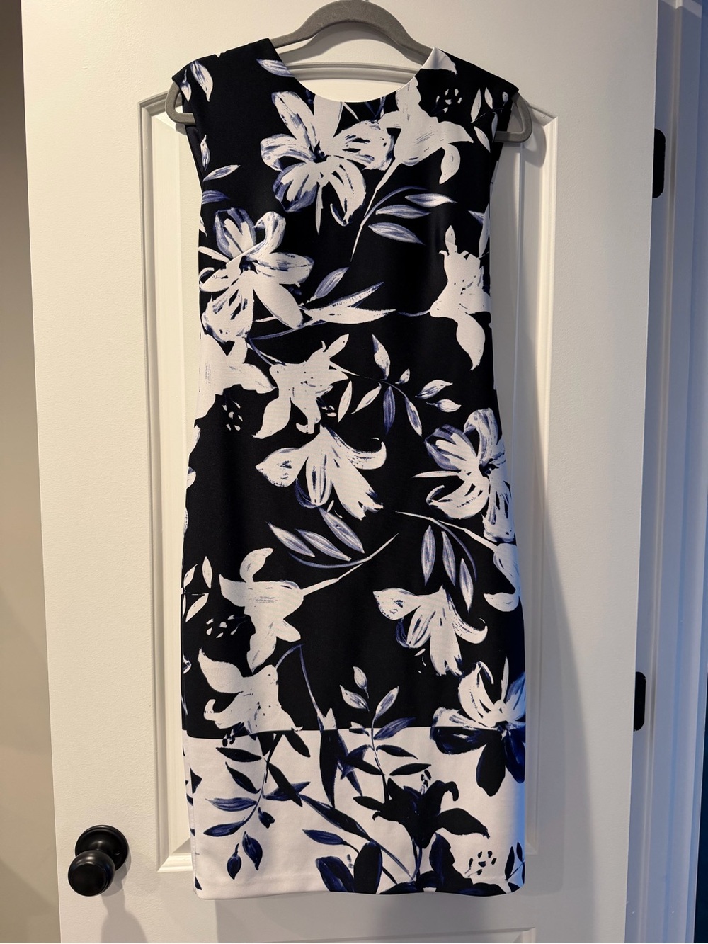 Vince Camuto Black and White Floral Midi Dress